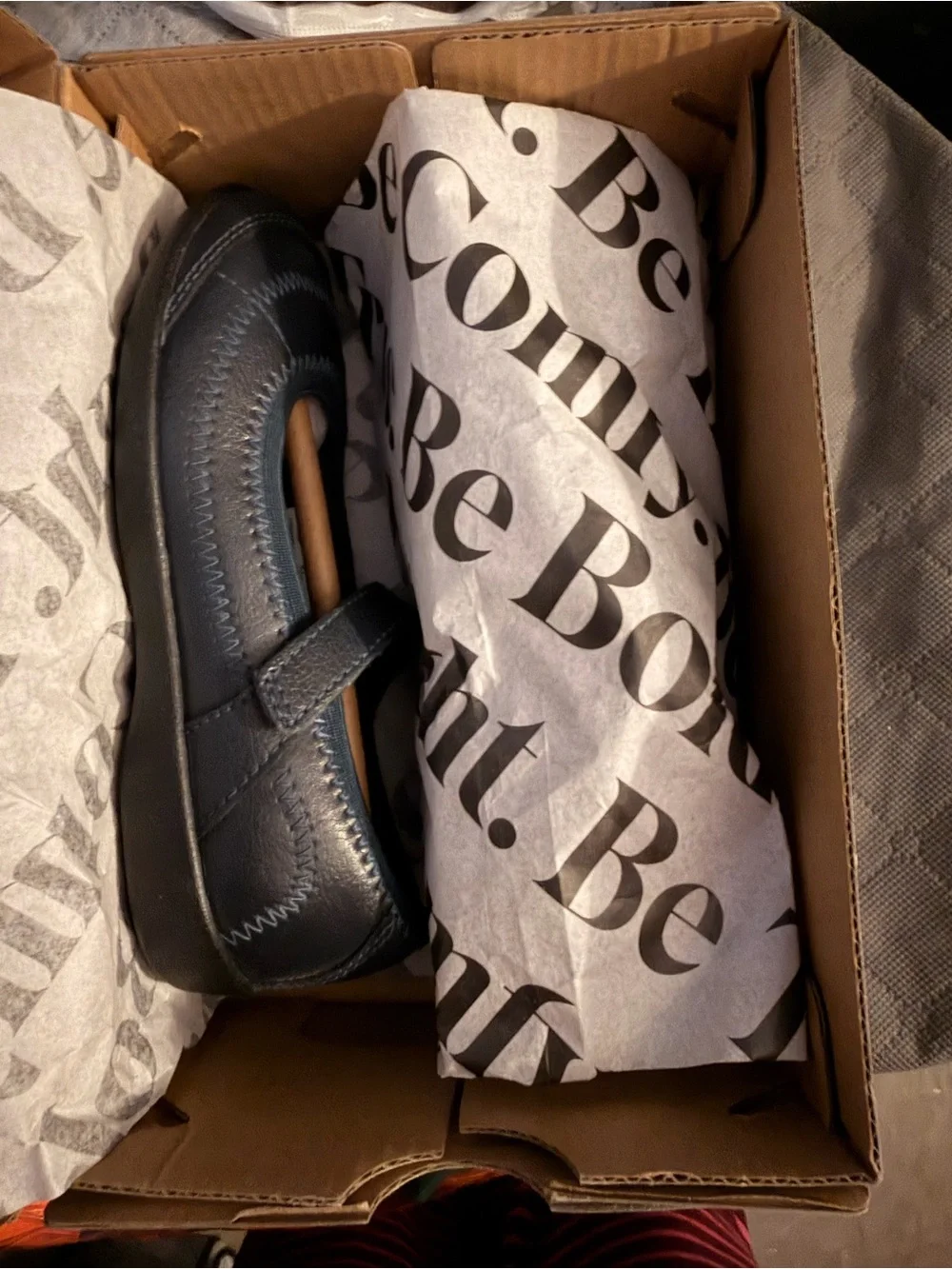 Hush Puppies Navy Leather Mary Jane with Contrast Stitching